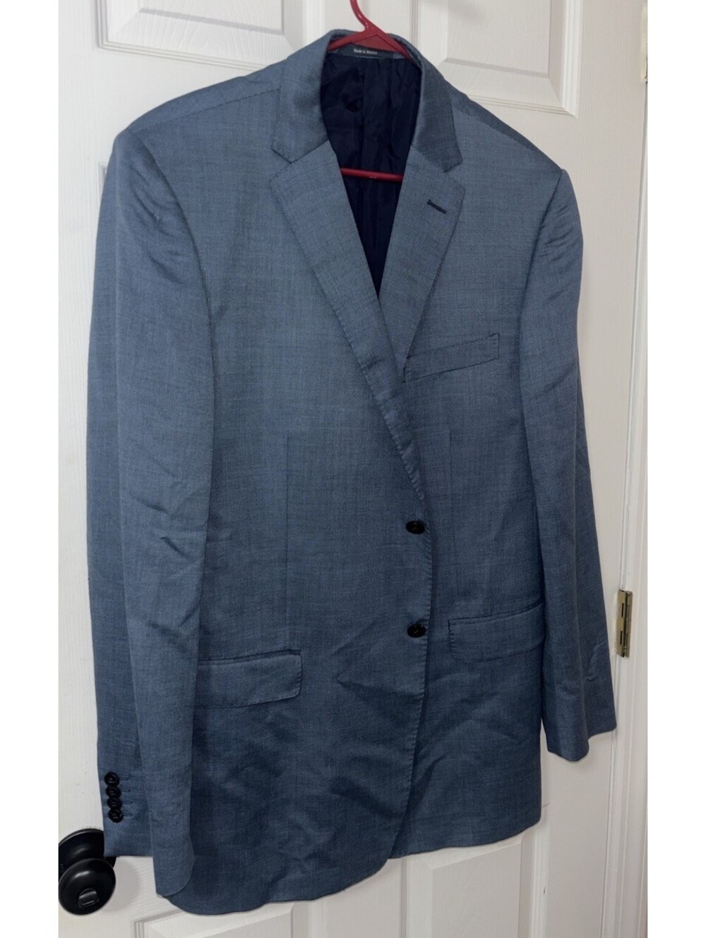Ermenegildo Zegna Suit Jacket Mens 48R Blue Wool Bamboo Blend 2 Button Coat